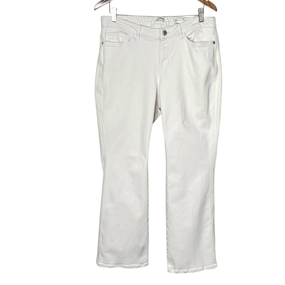 J. Jill Modern Slim Boot Cut Jeans Womens 16 Off White Stretch Elastic Waist